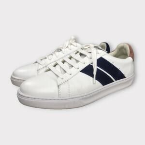 CAVAL Men’s Slash White Leather Sneakers Navy Tan Suede EU 41/ US 8